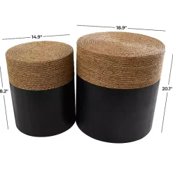 Discount Kirklands Home Black Wood Wrapped Rope Accent Tables, Set of 2 Brown