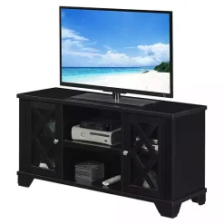 Hot Kirklands Home Wood X Doors Media Cabinet Black