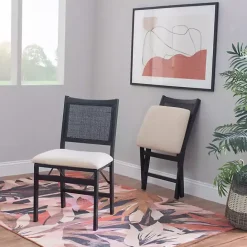 Discount Kirklands Home Black Woven Cane Foldable Dining Chair