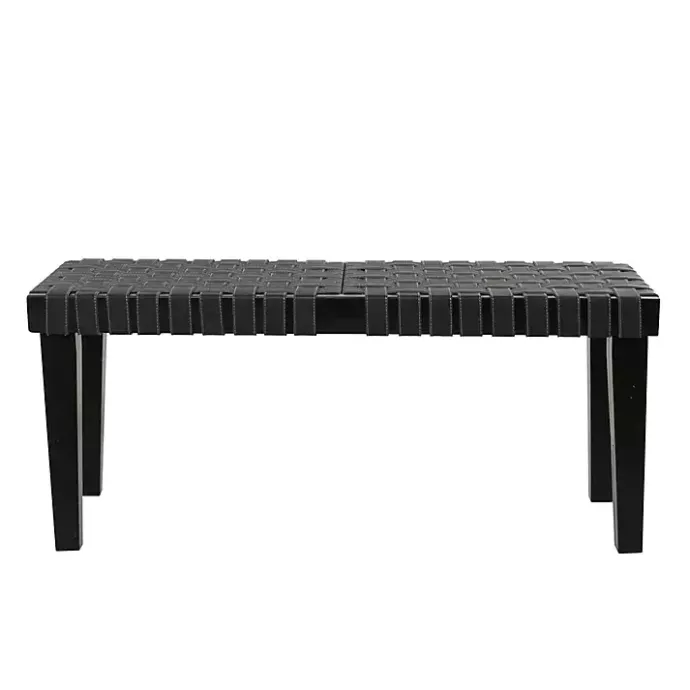 Kirklands Home Woven Faux Leather Bench Black