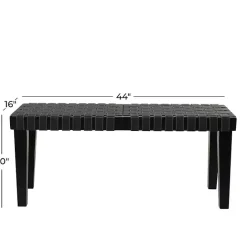 Kirklands Home Woven Faux Leather Bench Black