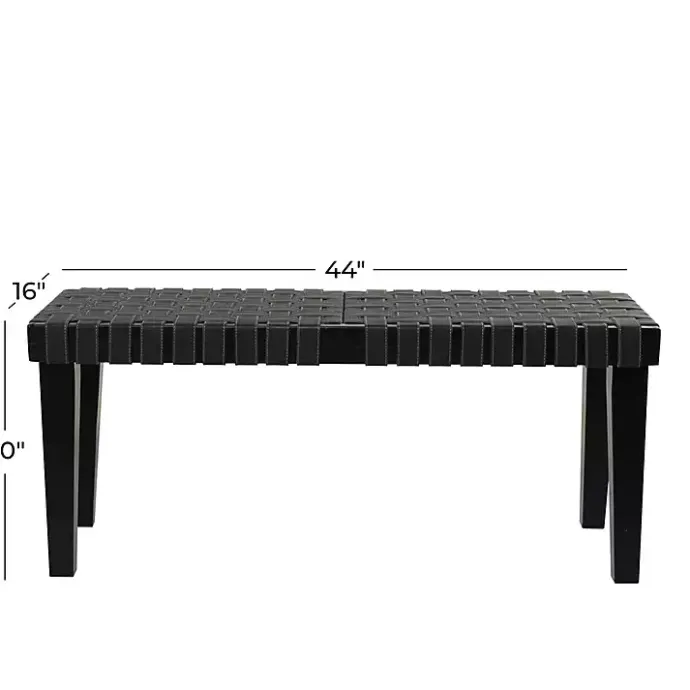 Kirklands Home Woven Faux Leather Bench Black