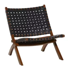 Outlet Kirklands Home Woven Leather Folding Accent Chair Black