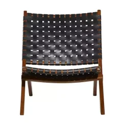 Outlet Kirklands Home Woven Leather Folding Accent Chair Black