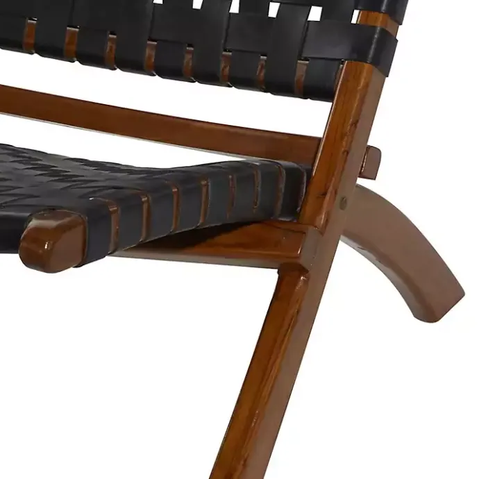 Outlet Kirklands Home Woven Leather Folding Accent Chair Black