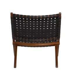 Outlet Kirklands Home Woven Leather Folding Accent Chair Black