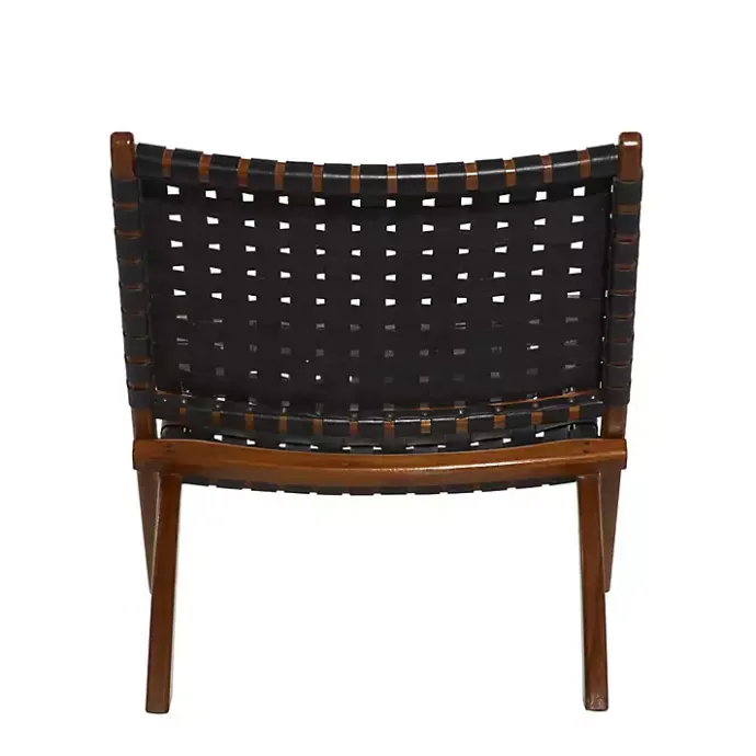 Outlet Kirklands Home Woven Leather Folding Accent Chair Black