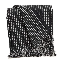 Best Kirklands Home Black Woven Pattern Wool Tassel Throw