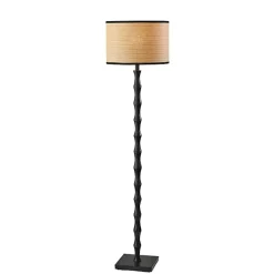 Discount Kirklands Home Woven Rattan Shade Bailey Floor Lamp Black