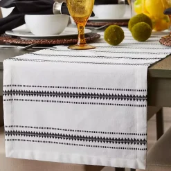 Sale Kirklands Home Zig Zag Dobby Stripe Table Runner, 72 in. Black