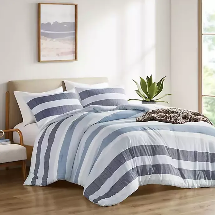 Hot Kirklands Home Blake Blue Stripe 3-pc. Full/Queen Comforter Set
