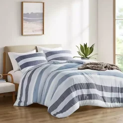 Online Kirklands Home Blake Blue Stripe 3-pc. King Comforter Set