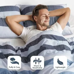 Online Kirklands Home Blake Blue Stripe 3-pc. King Comforter Set