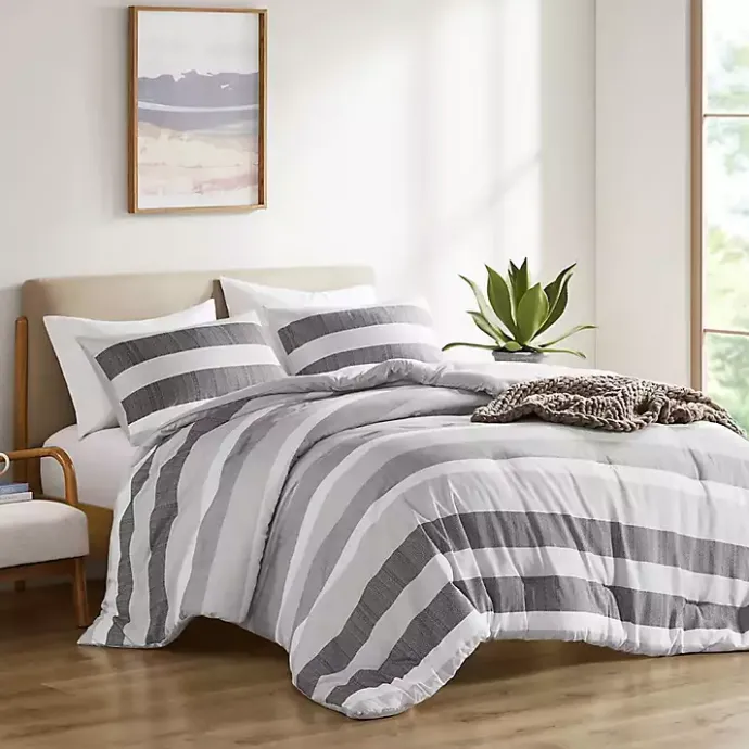 Kirklands Home Blake Gray Stripe 3-pc. Full/Queen Comforter Set