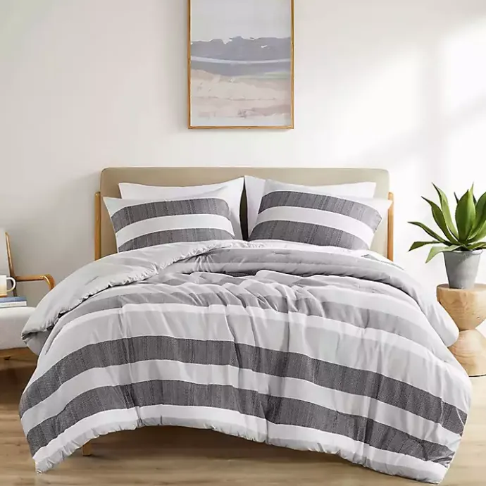 Kirklands Home Blake Gray Stripe 3-pc. Full/Queen Comforter Set