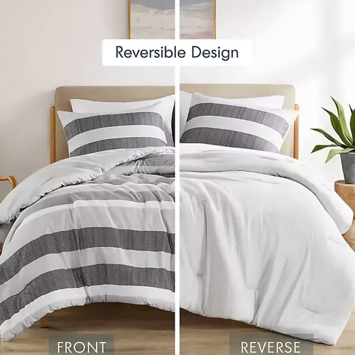 Kirklands Home Blake Gray Stripe 3-pc. Full/Queen Comforter Set