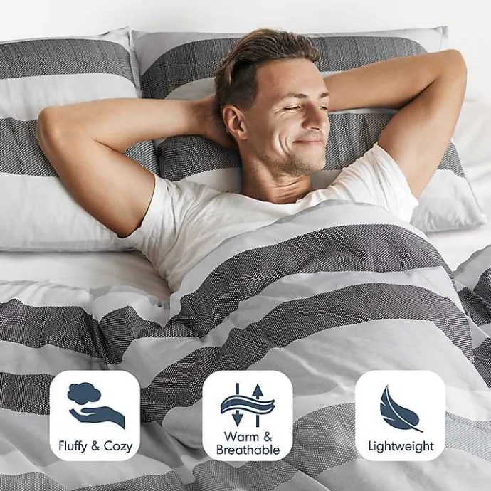 Kirklands Home Blake Gray Stripe 3-pc. Full/Queen Comforter Set