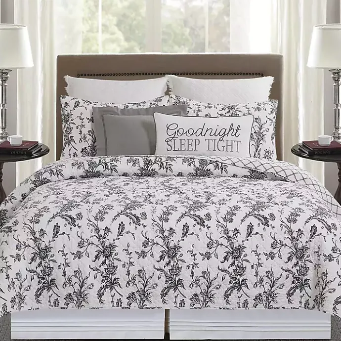 Kirklands Home Bleighton Black Floral 3-pc. Full/Queen Quilt Set