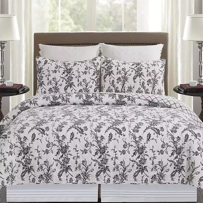 Kirklands Home Bleighton Black Floral 3-pc. Full/Queen Quilt Set