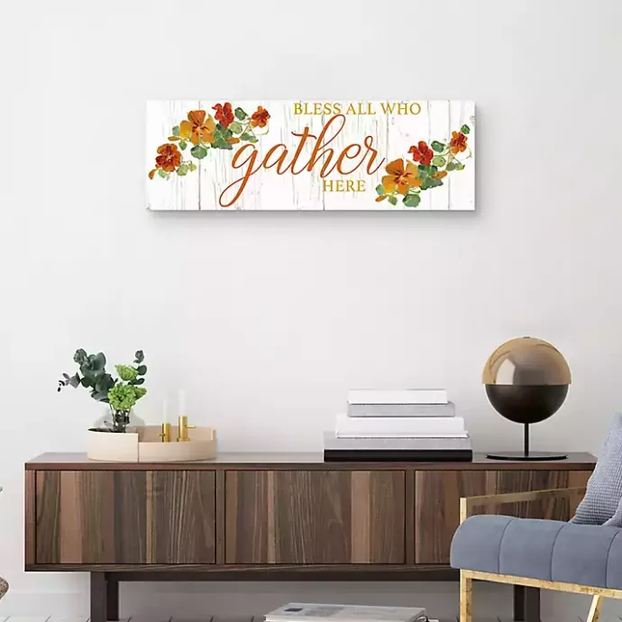 Discount Kirklands Home Bless All Who Gather Here Fall Canvas Art Print