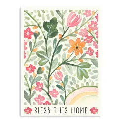 New Kirklands Home Bless This Home Floral Canvas Art Print Green