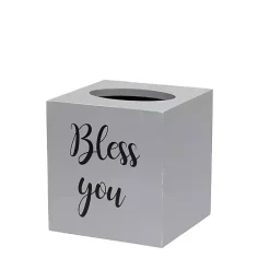 Discount Kirklands Home Bless You Wood Tissue Box Cover Gray