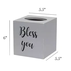 Discount Kirklands Home Bless You Wood Tissue Box Cover Gray