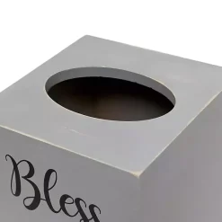 Discount Kirklands Home Bless You Wood Tissue Box Cover Gray