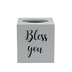 Discount Kirklands Home Bless You Wood Tissue Box Cover Gray