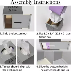 Discount Kirklands Home Bless You Wood Tissue Box Cover Gray