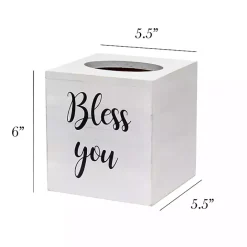 Outlet Kirklands Home Bless You Wood Tissue Box Cover White