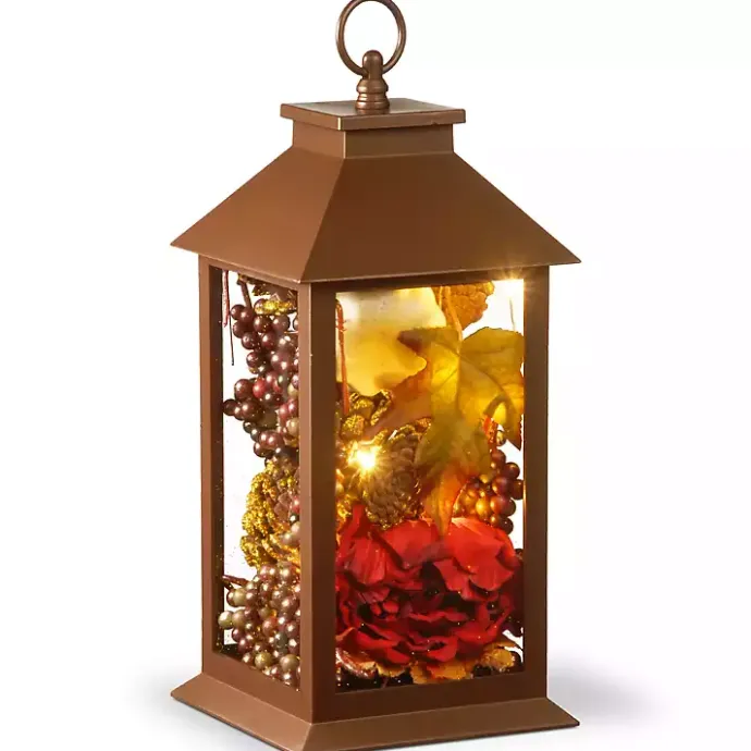 Best Kirklands Home Bloom Floral Filled LED Lantern Brown