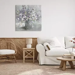 Online Kirklands Home Blossoming Aster Bouquet Canvas Print, 30x30 in. Gray