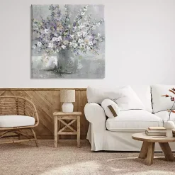 Outlet Kirklands Home Blossoming Aster Bouquet Canvas Print, 36x36 in. Gray