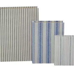 Outlet Kirklands Home Blue & Cream Striped Canvas Book Boxes, Set of 3