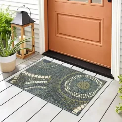 Best Kirklands Home Blue & Green Circles Indoor/Outdoor Rug, 2x3