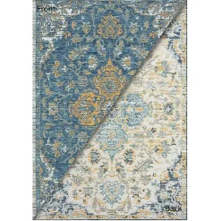 Outlet Kirklands Home Blue & Orange Medallion Reversible Area Rug, 5x7