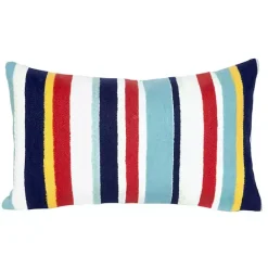 Discount Kirklands Home Blue & Red Lamontage Stripe Outdoor Lumbar Pillow