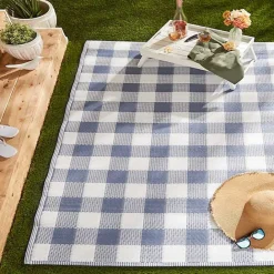 Clearance Kirklands Home Blue & White Buffalo Check Outdoor Area Rug, 4x6