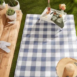 Clearance Kirklands Home Blue & White Buffalo Check Outdoor Area Rug, 4x6