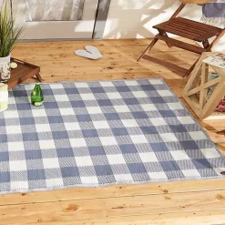 Clearance Kirklands Home Blue & White Buffalo Check Outdoor Area Rug, 4x6