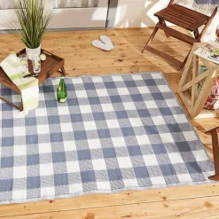 Clearance Kirklands Home Blue & White Buffalo Check Outdoor Area Rug, 4x6