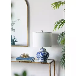 Sale Kirklands Home Blue & Floral Ceramic Table Lamp White