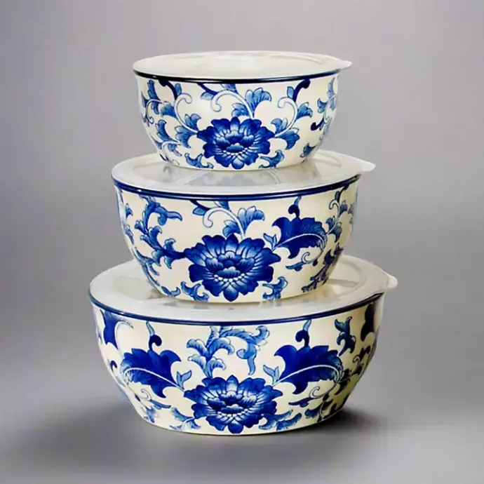 Sale Kirklands Home Blue & White 6-pc. Ceramic Food Storage Bowl Set