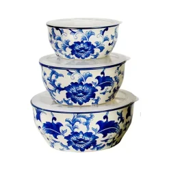 Sale Kirklands Home Blue & White 6-pc. Ceramic Food Storage Bowl Set