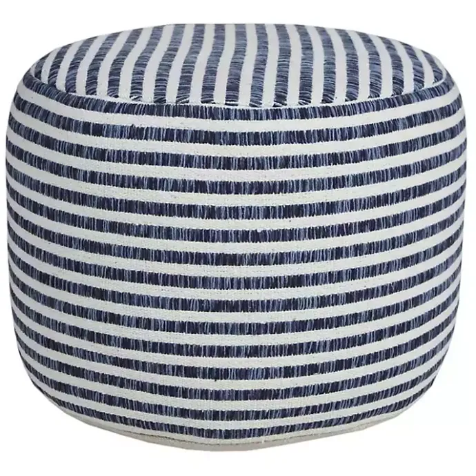 Sale Kirklands Home Blue & White Stripe Organic Cotton Pouf