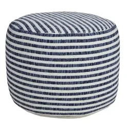 Sale Kirklands Home Blue & White Stripe Organic Cotton Pouf
