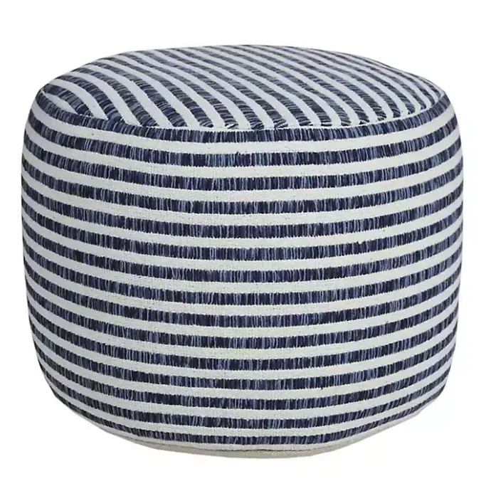 Sale Kirklands Home Blue & White Stripe Organic Cotton Pouf