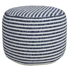 Sale Kirklands Home Blue & White Stripe Organic Cotton Pouf
