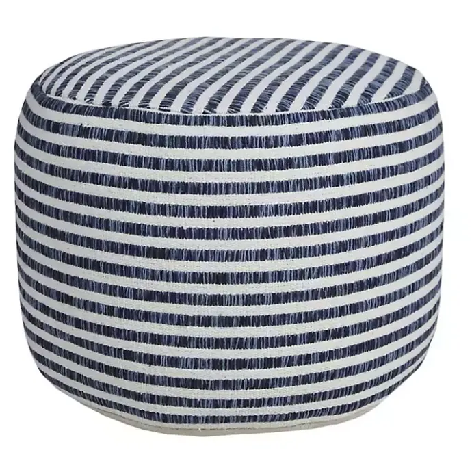 Sale Kirklands Home Blue & White Stripe Organic Cotton Pouf
